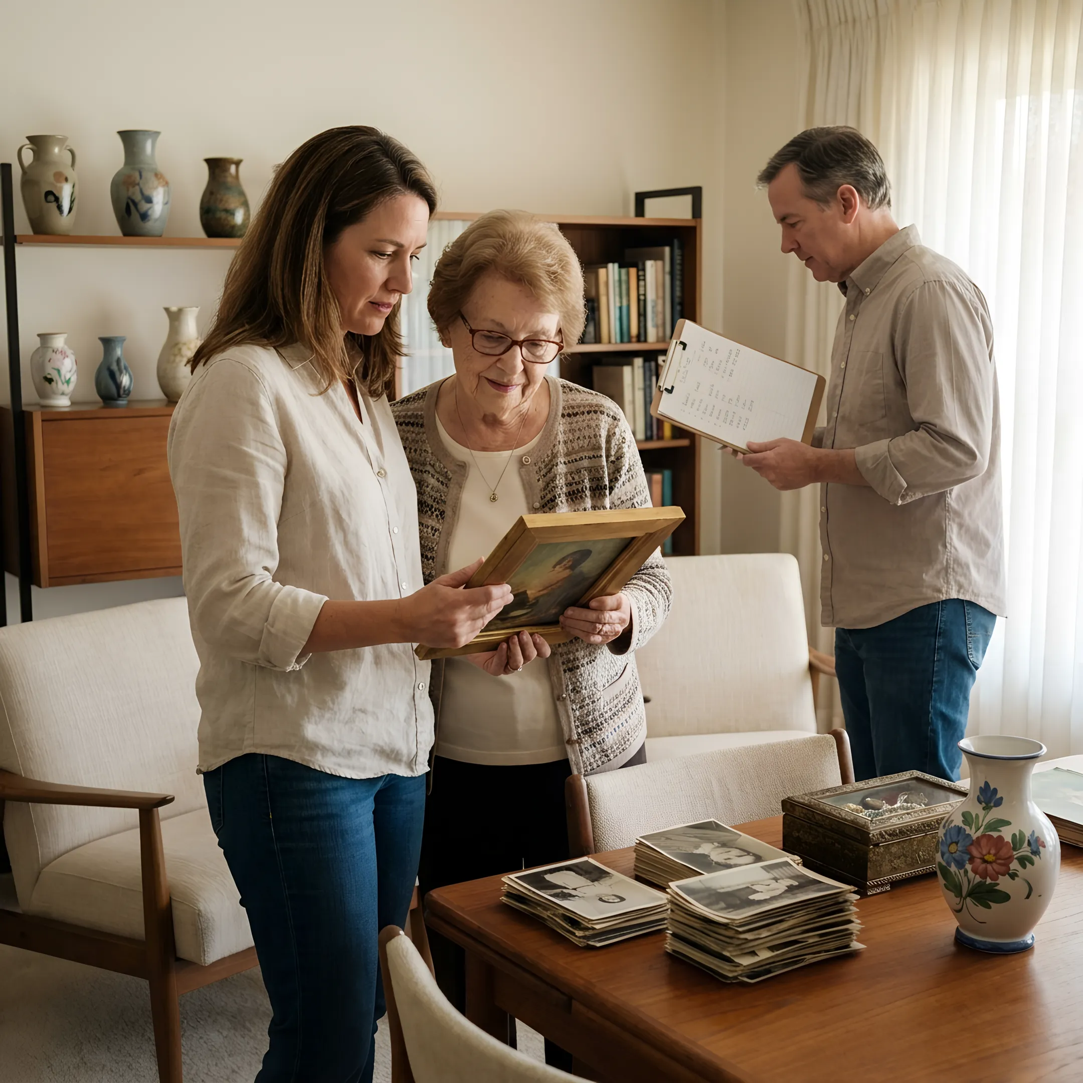Family reviewing belongings for an estate sale