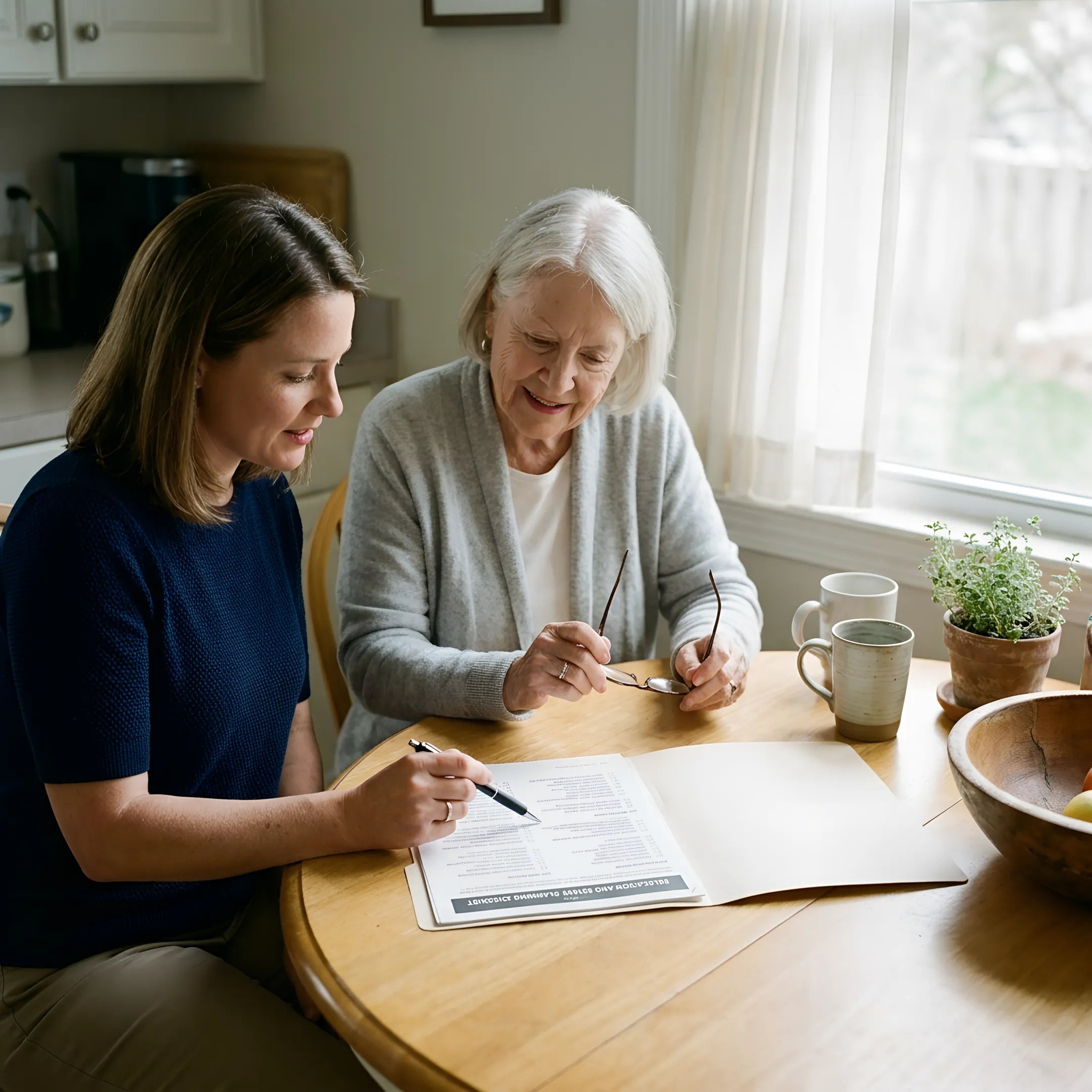 Senior move specialist helping a family plan
