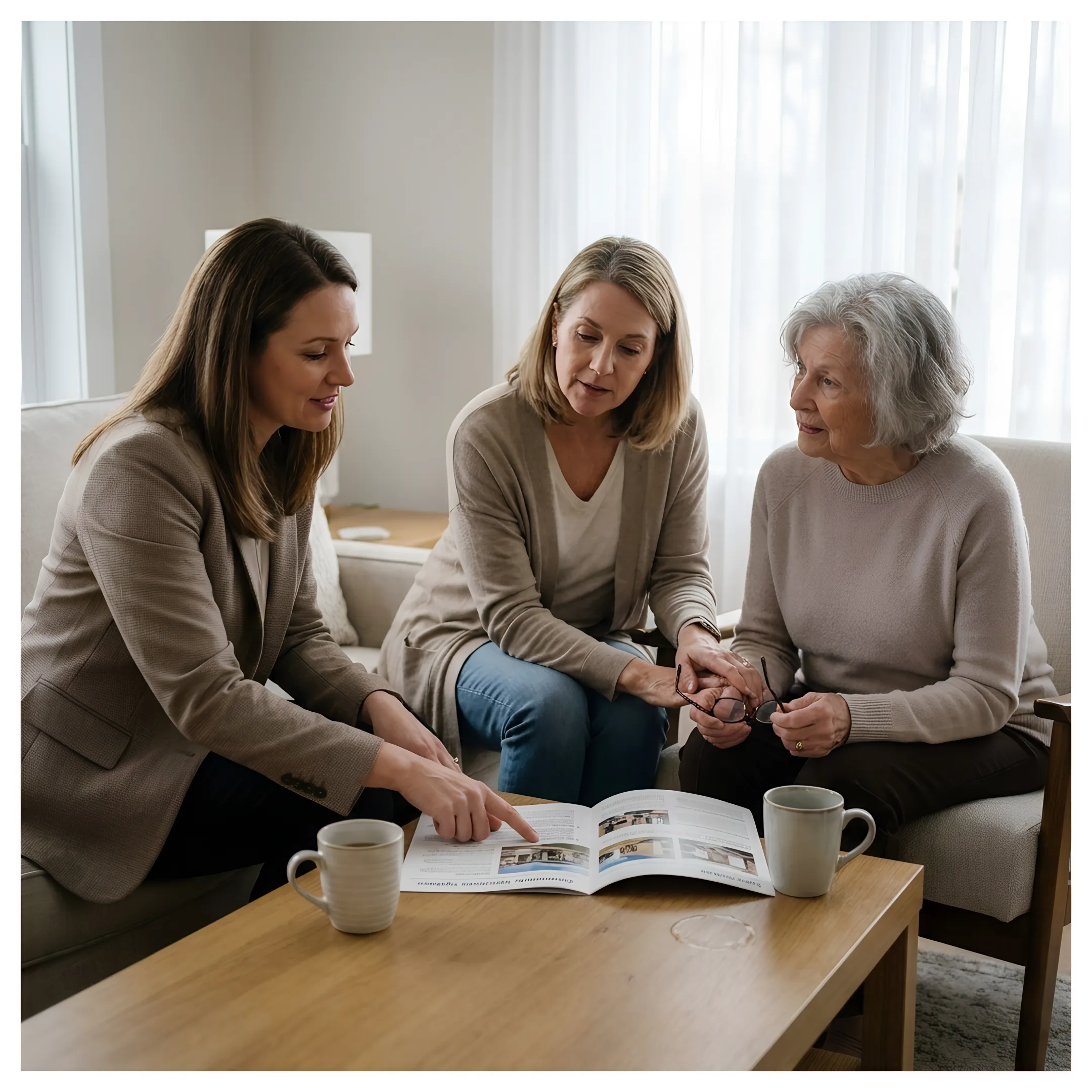 Senior living advisor meeting with a family