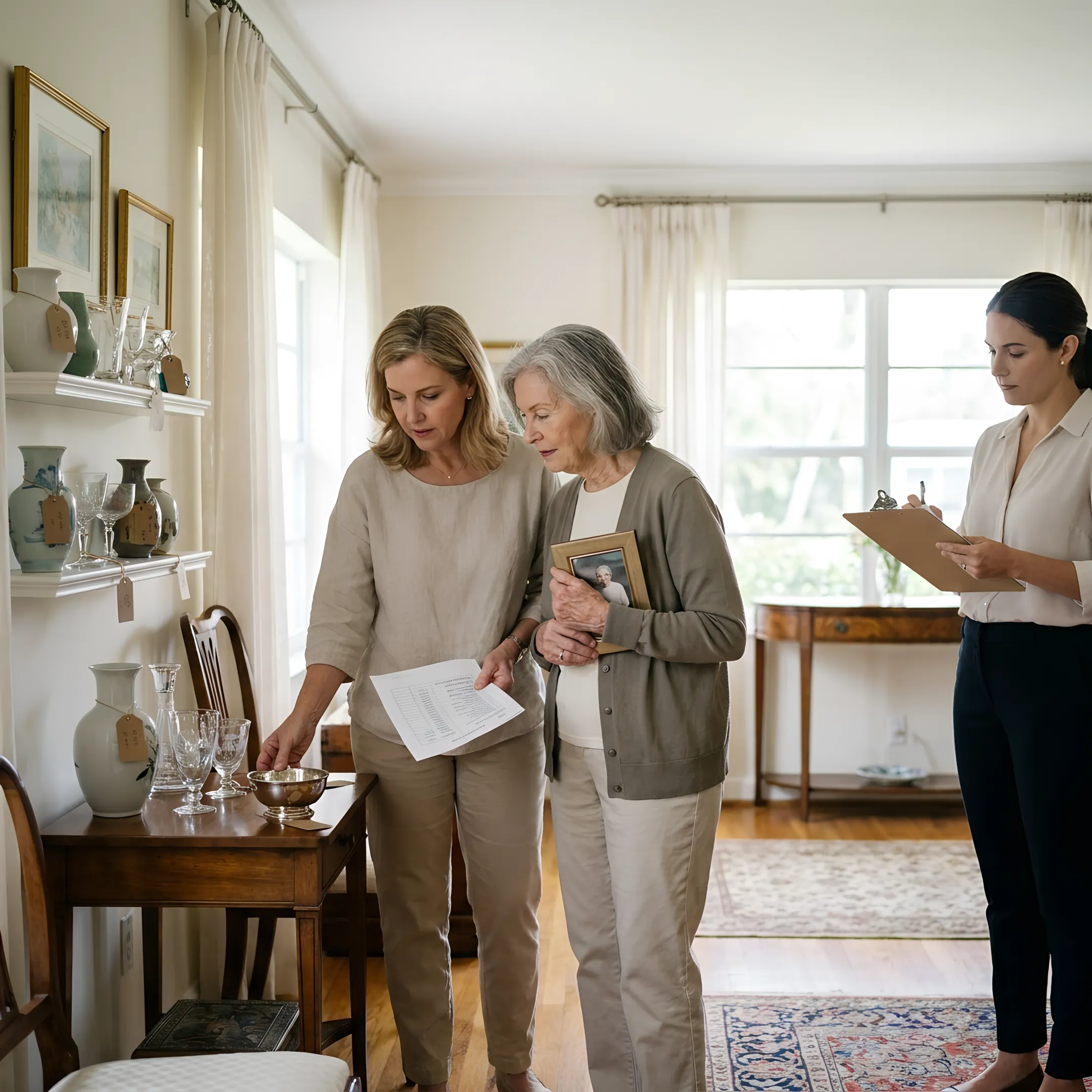 Estate sale professional organizing home furnishings
