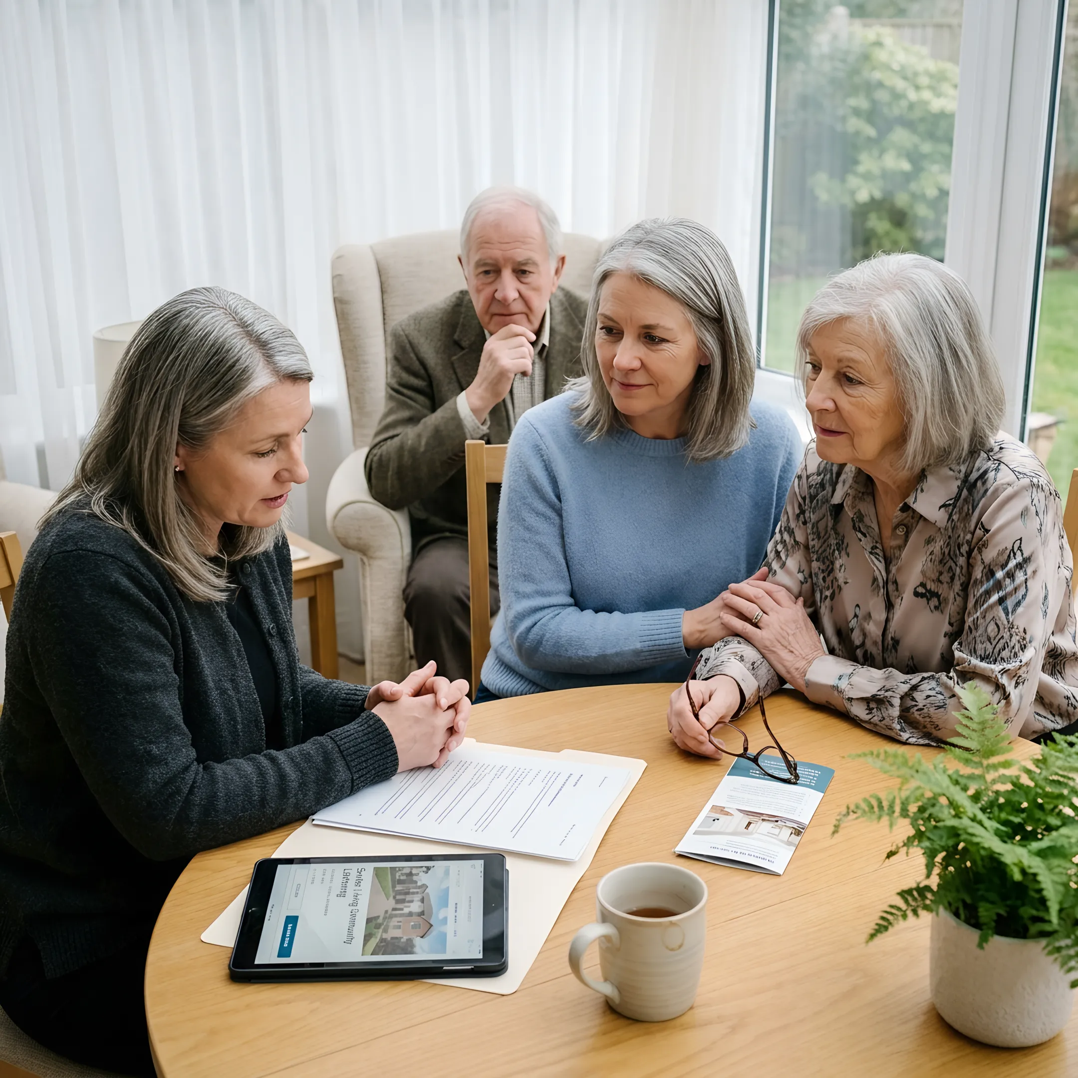 Family meeting with a senior move planning advisor