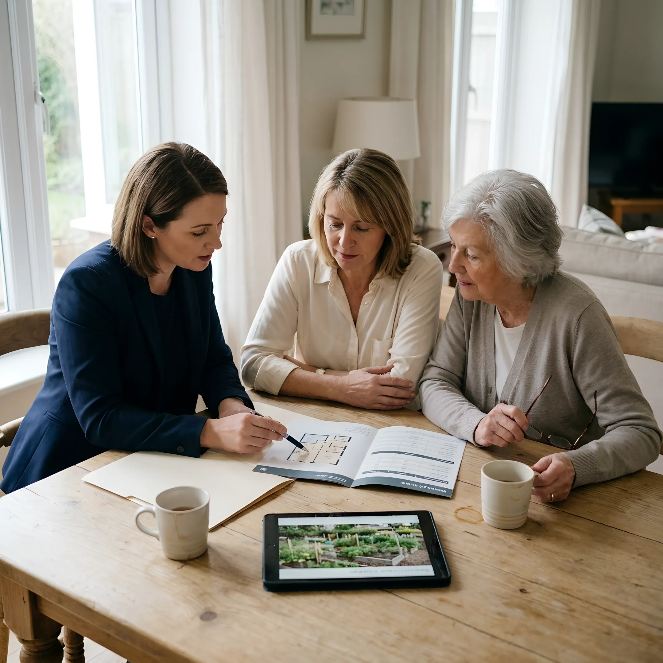 Senior living advisor speaking with a family