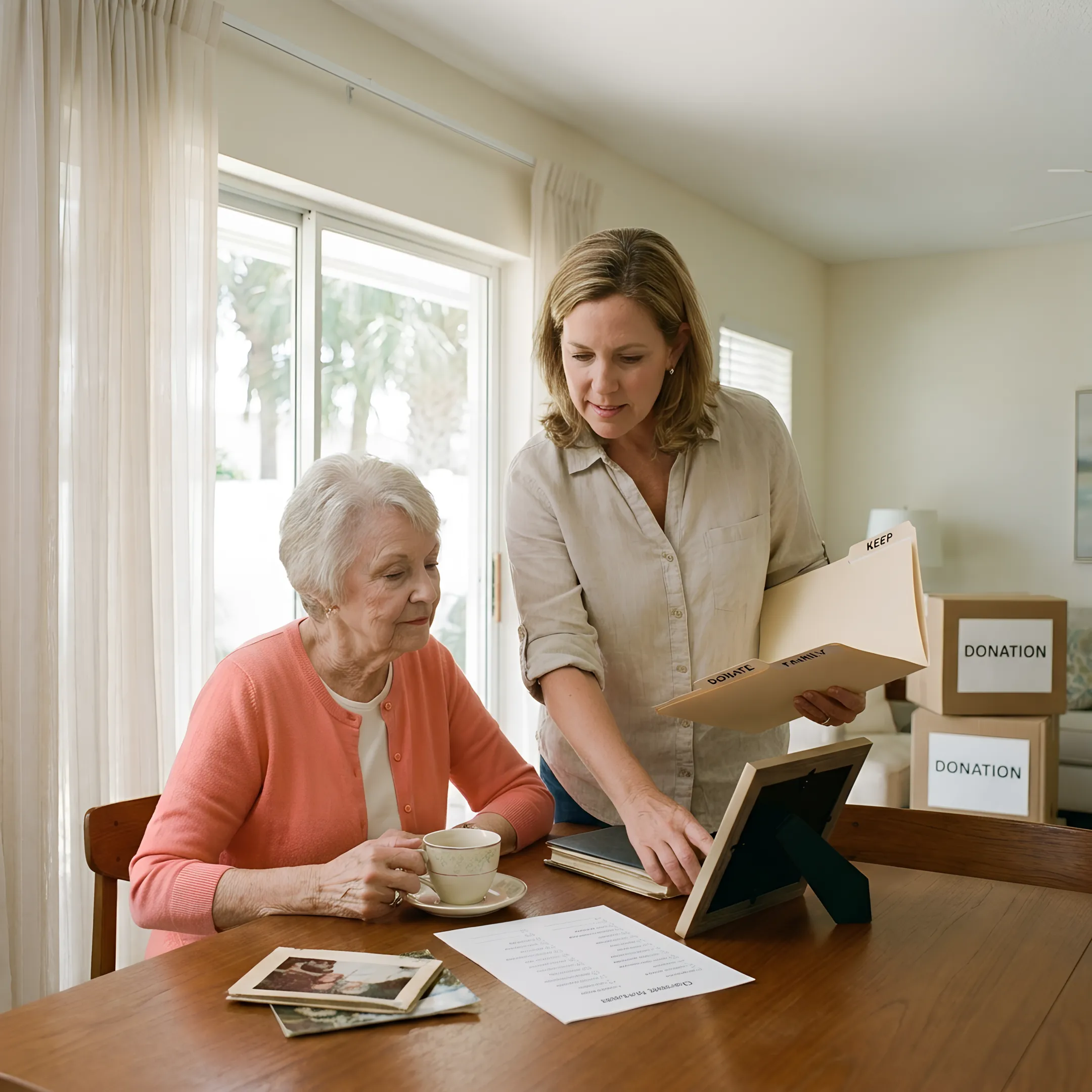 Professional helping sort items for a house clearance