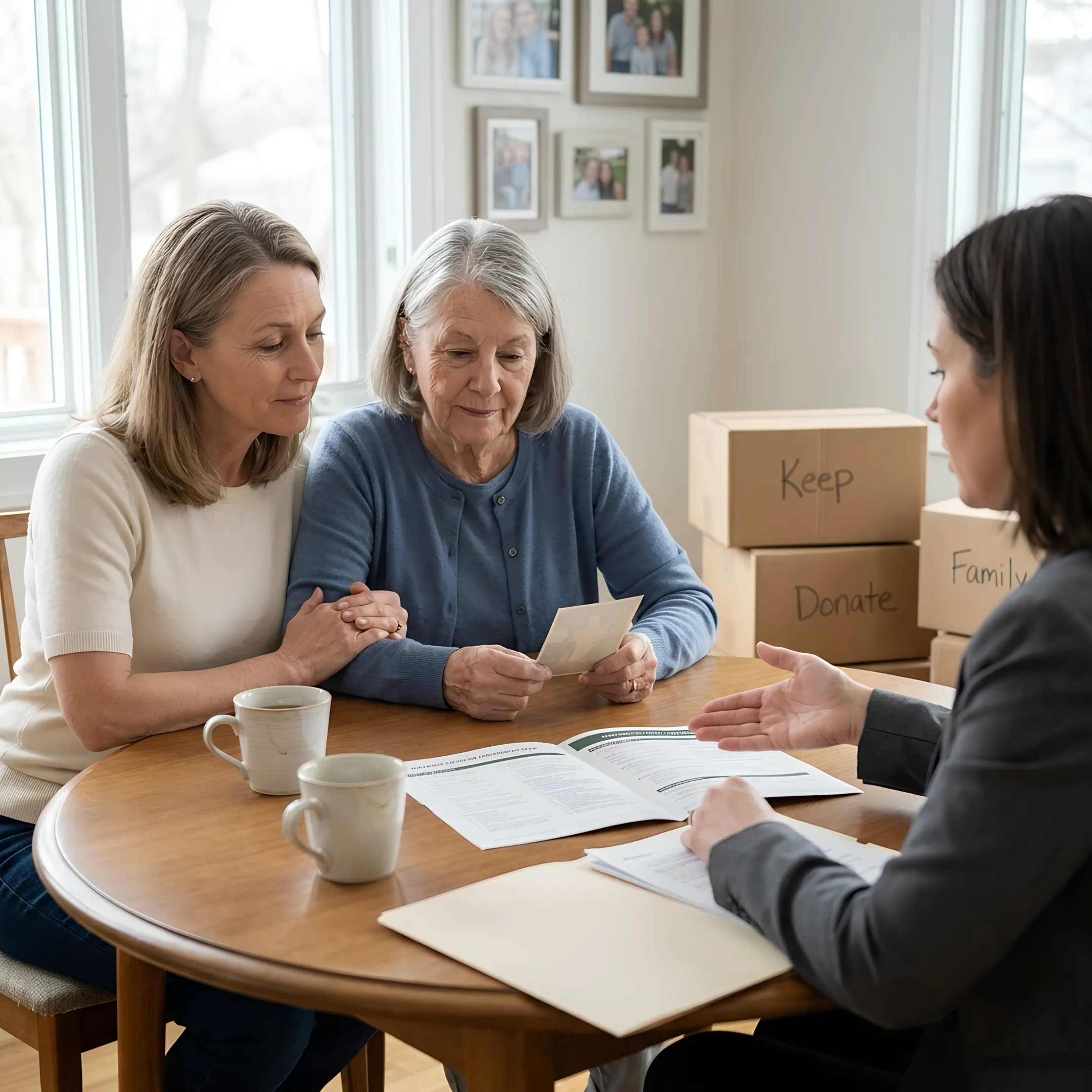 Family reviewing a home cleanout plan