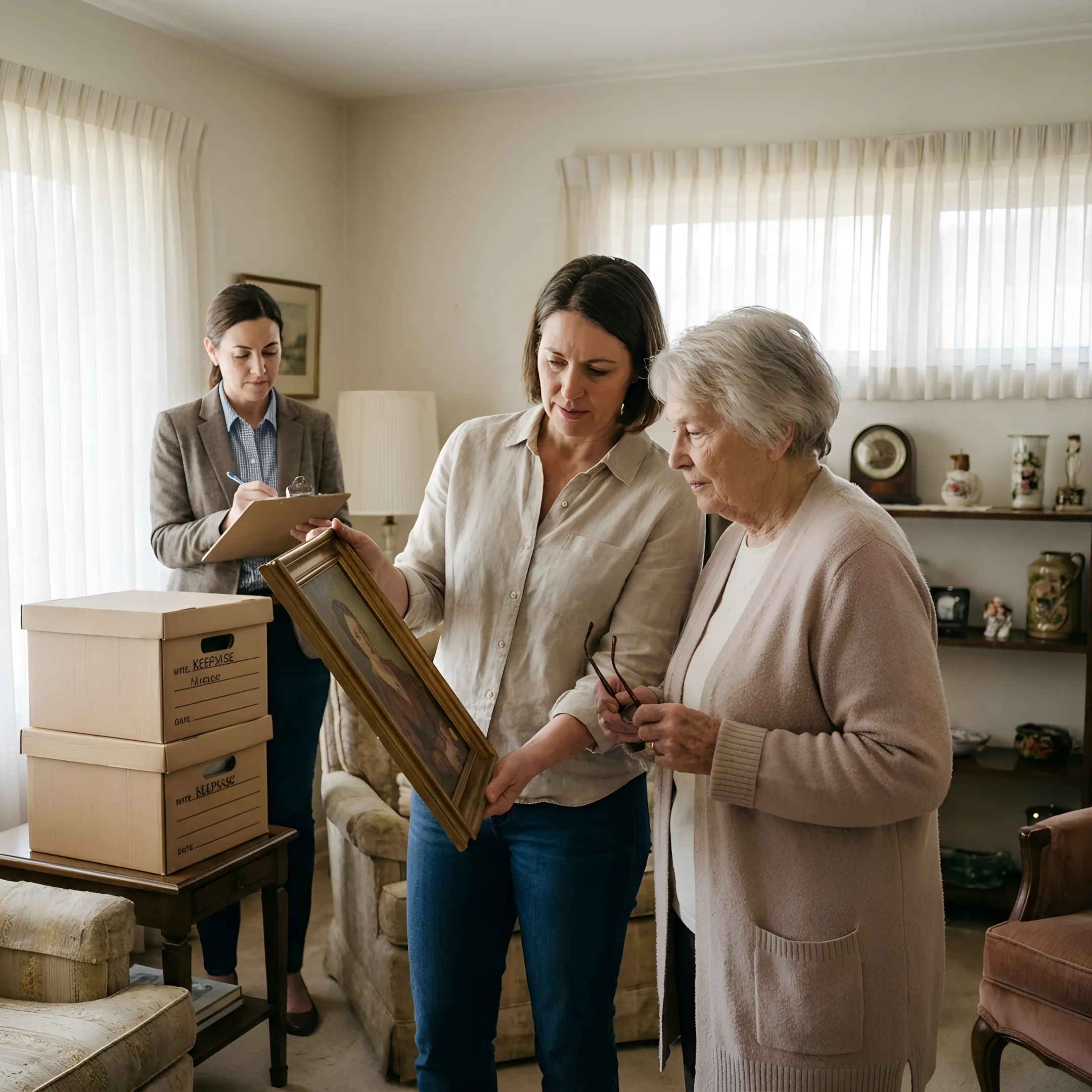 Estate specialist sorting household belongings