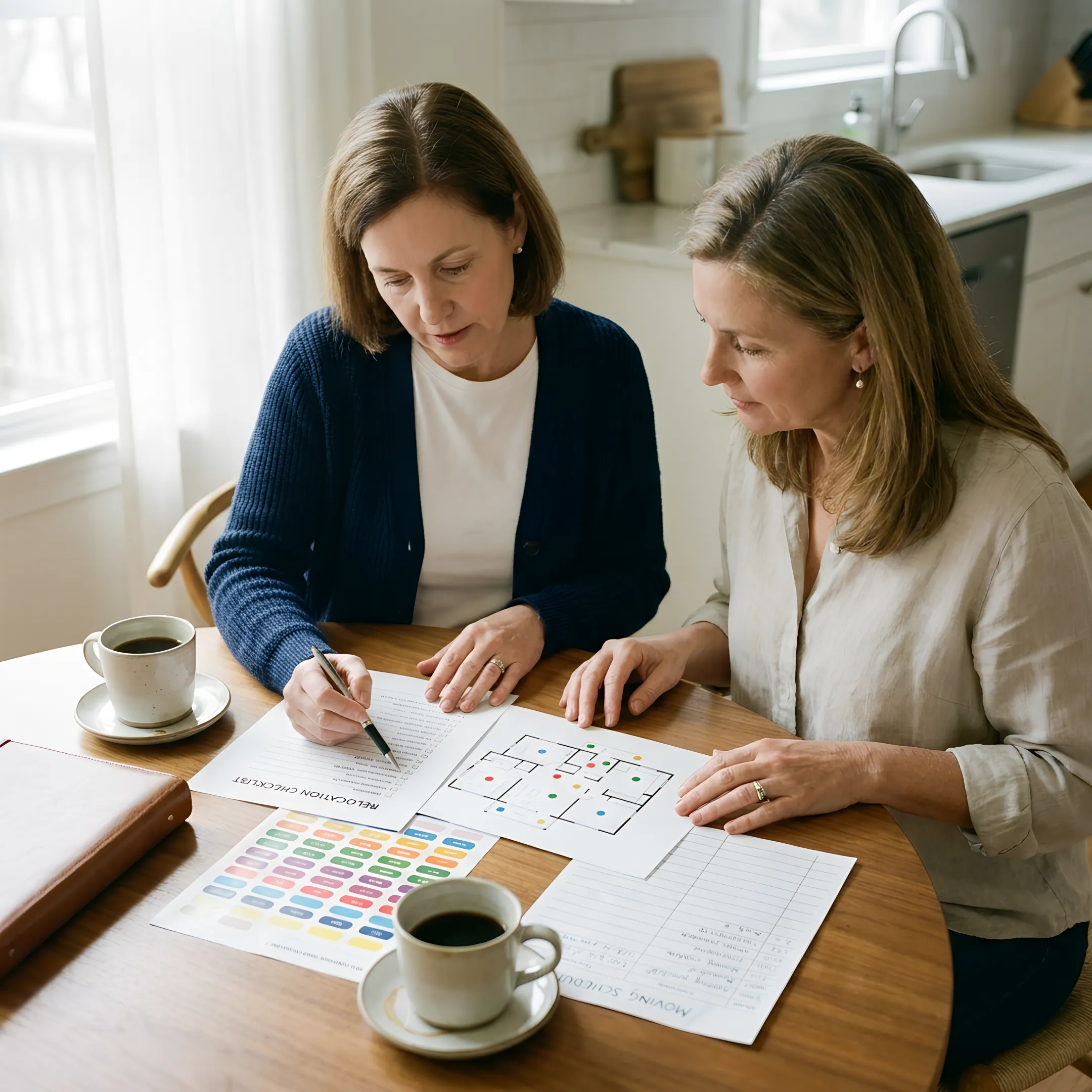 Senior move manager organizing a relocation plan