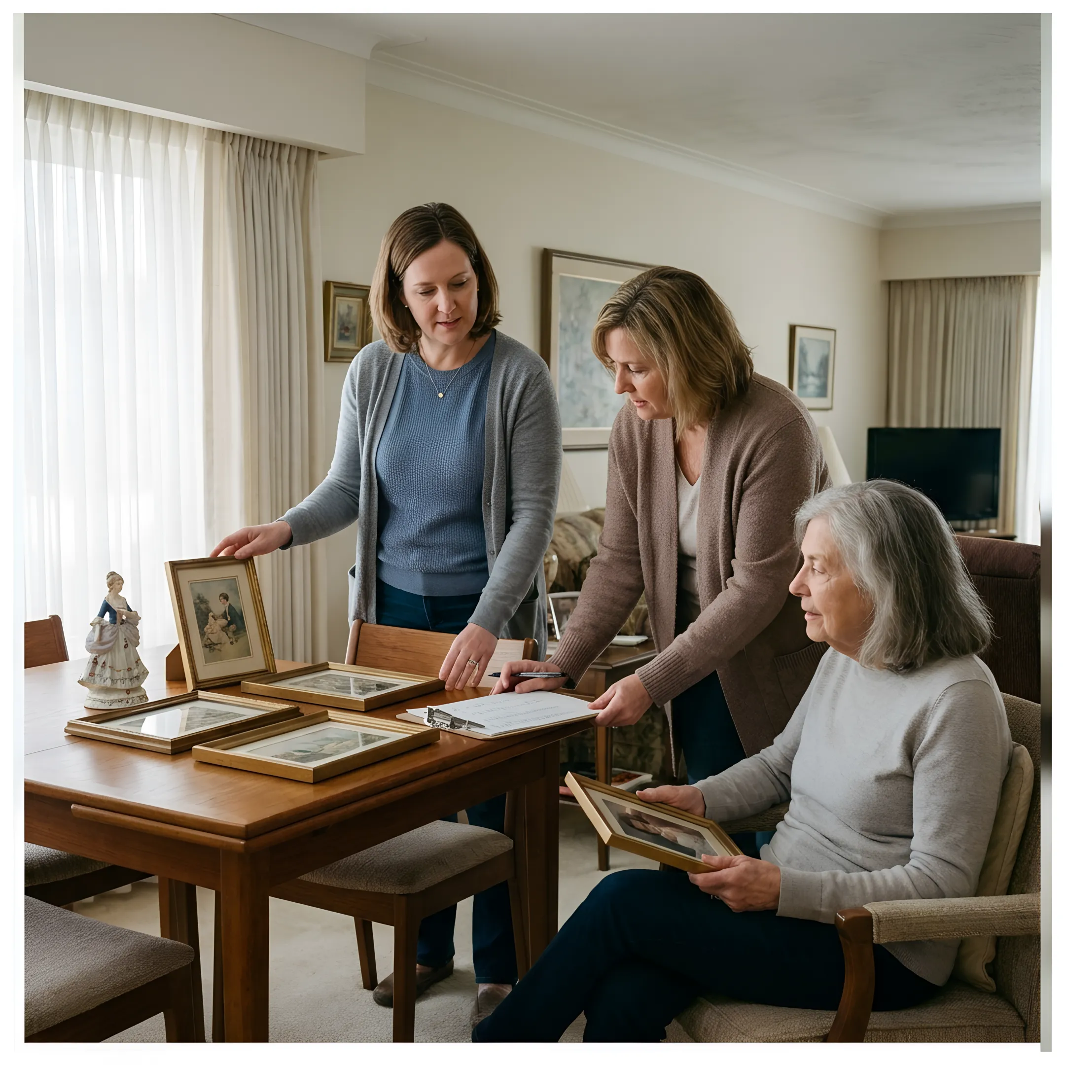 Estate specialist assessing furniture and household belongings