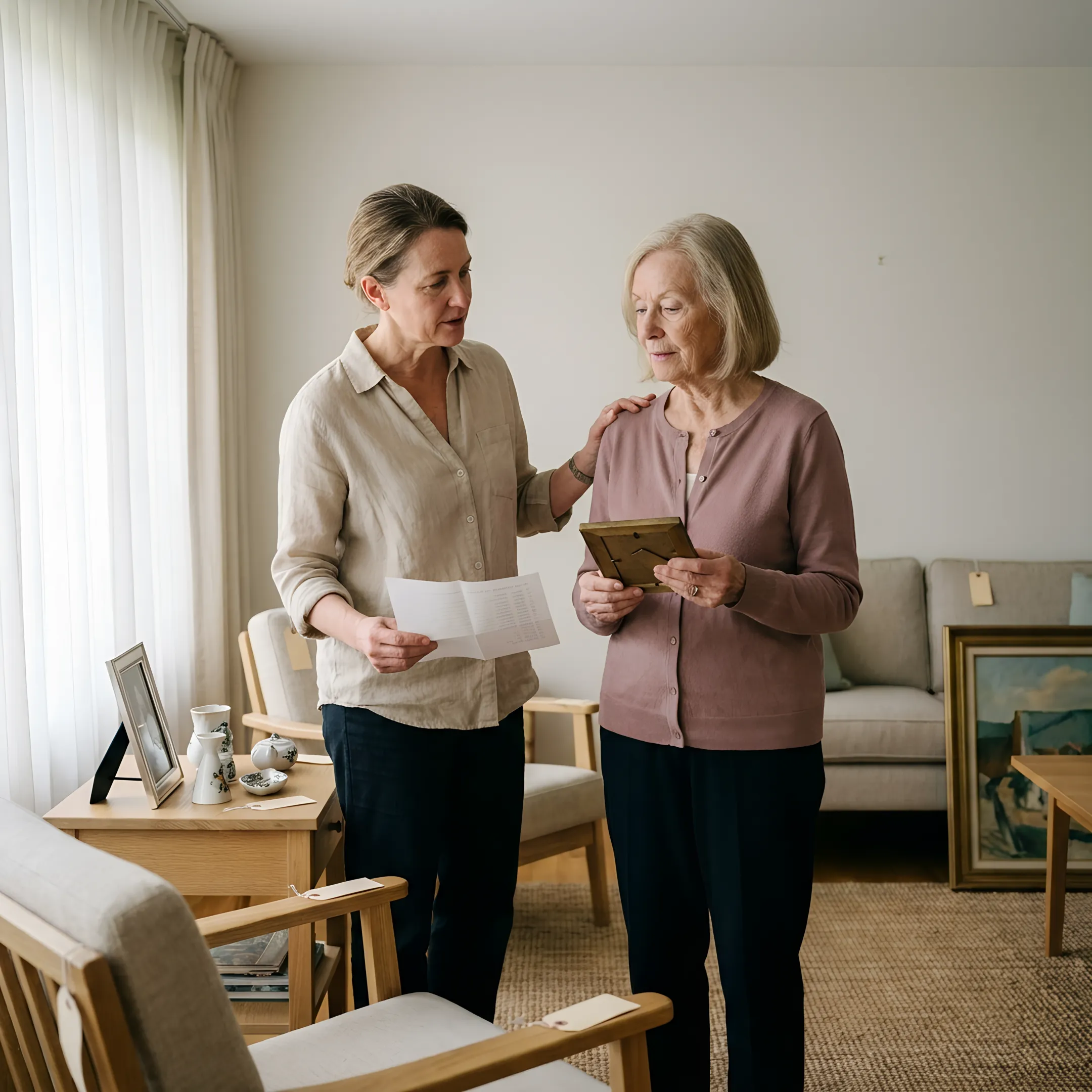 Estate professional organizing household items