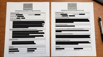 HR documentation templates showing performance management and progressive discipline record examples