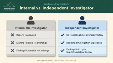 Independent investigator versus internal HR investigator key differences comparison