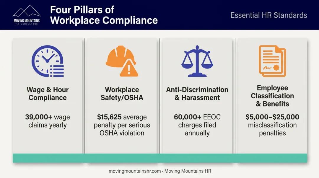Four core areas of workplace HR compliance requirements overview