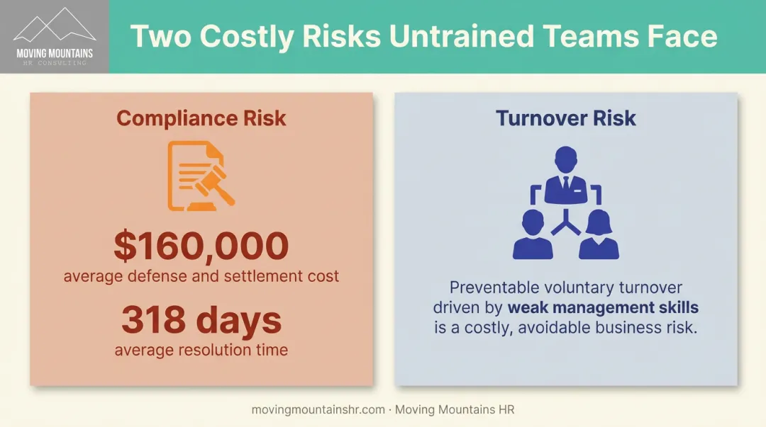 Compliance claim costs versus employee turnover risk comparison chart