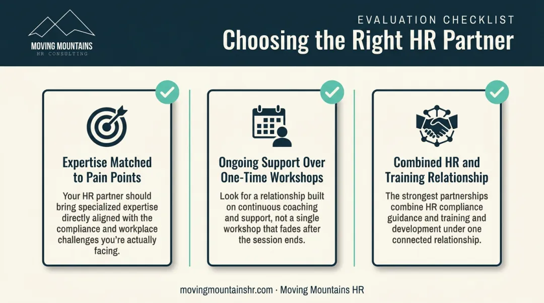 Three factors for choosing the right business training partner checklist