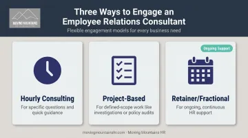 Three employee relations consultant engagement models compared side-by-side
