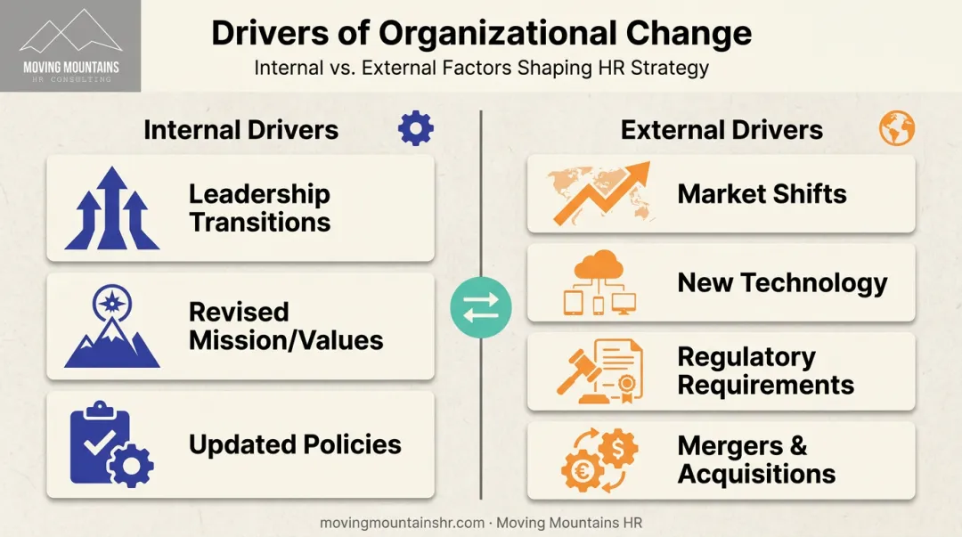 Internal versus external drivers shaping organizational culture change comparison