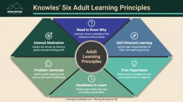 Malcolm Knowles six core principles of adult learning theory visual framework