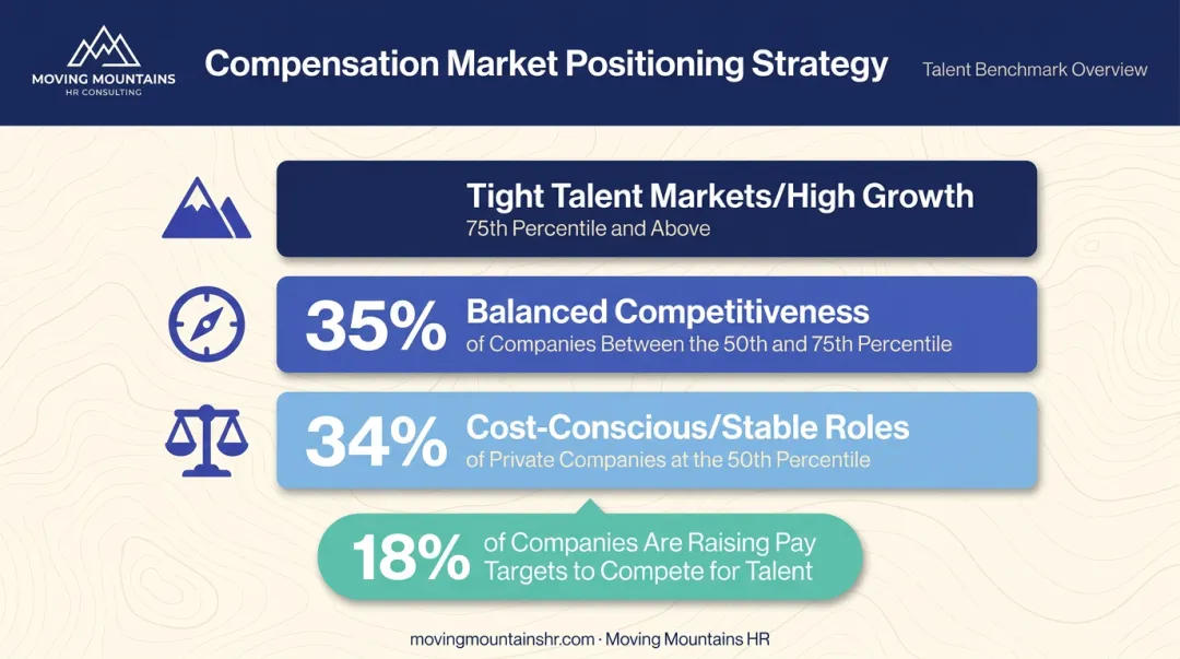 Executive pay percentile positioning comparison chart showing market targeting strategies
