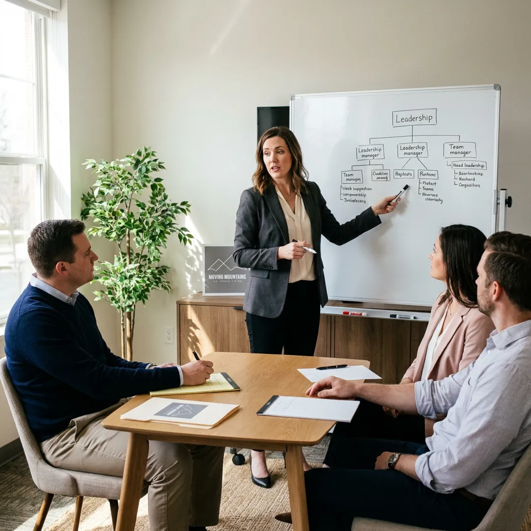 Consultant guiding business leaders through a planning session