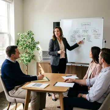 Consultant guiding business leaders through a planning session