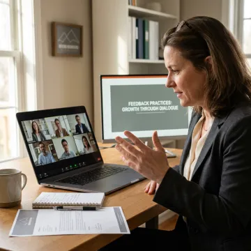 Facilitator leading an online leadership training session