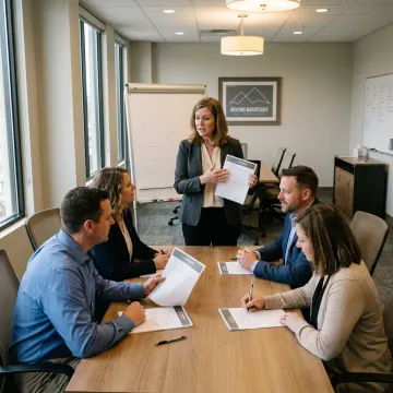 Facilitator coaching managers during leadership training