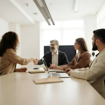 HR consultant meeting with business leaders