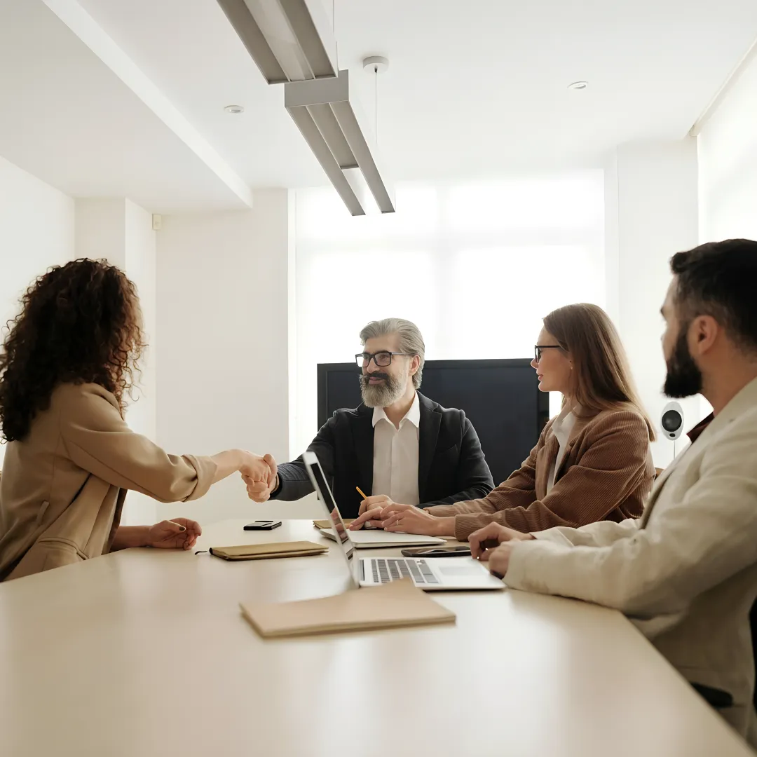 HR consultant facilitating a workplace mediation meeting