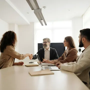 HR consultant facilitating a workplace mediation meeting