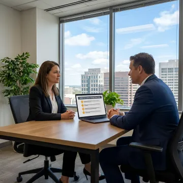 HR consultant reviewing a conflict resolution plan