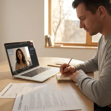 HR consultant coaching a business leader online