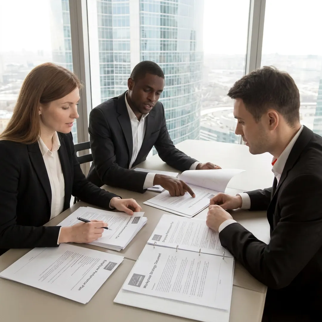 HR consultant guiding a leadership meeting