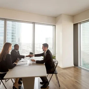 Consultant reviewing workforce strategy with leadership
