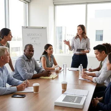 HR consultant leading a workplace safety discussion