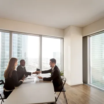 HR consultant meeting with business leaders