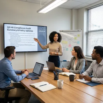 Leader presenting confidently to a team