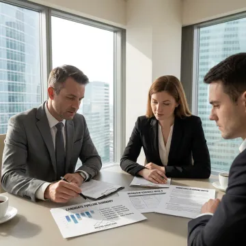 HR consultant reviewing a hiring strategy with business leaders