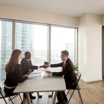 HR consultant collaborating with business managers