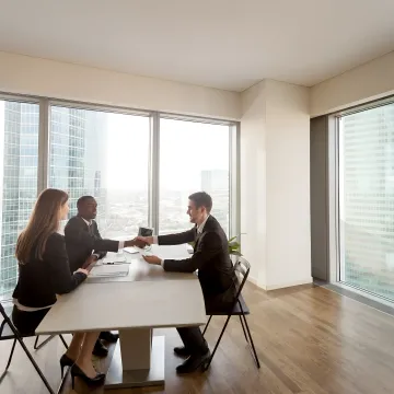 HR consultant meeting with business leaders
