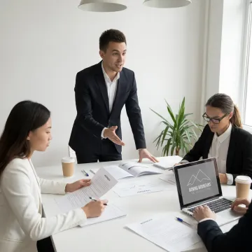 Business leader leading a management training session