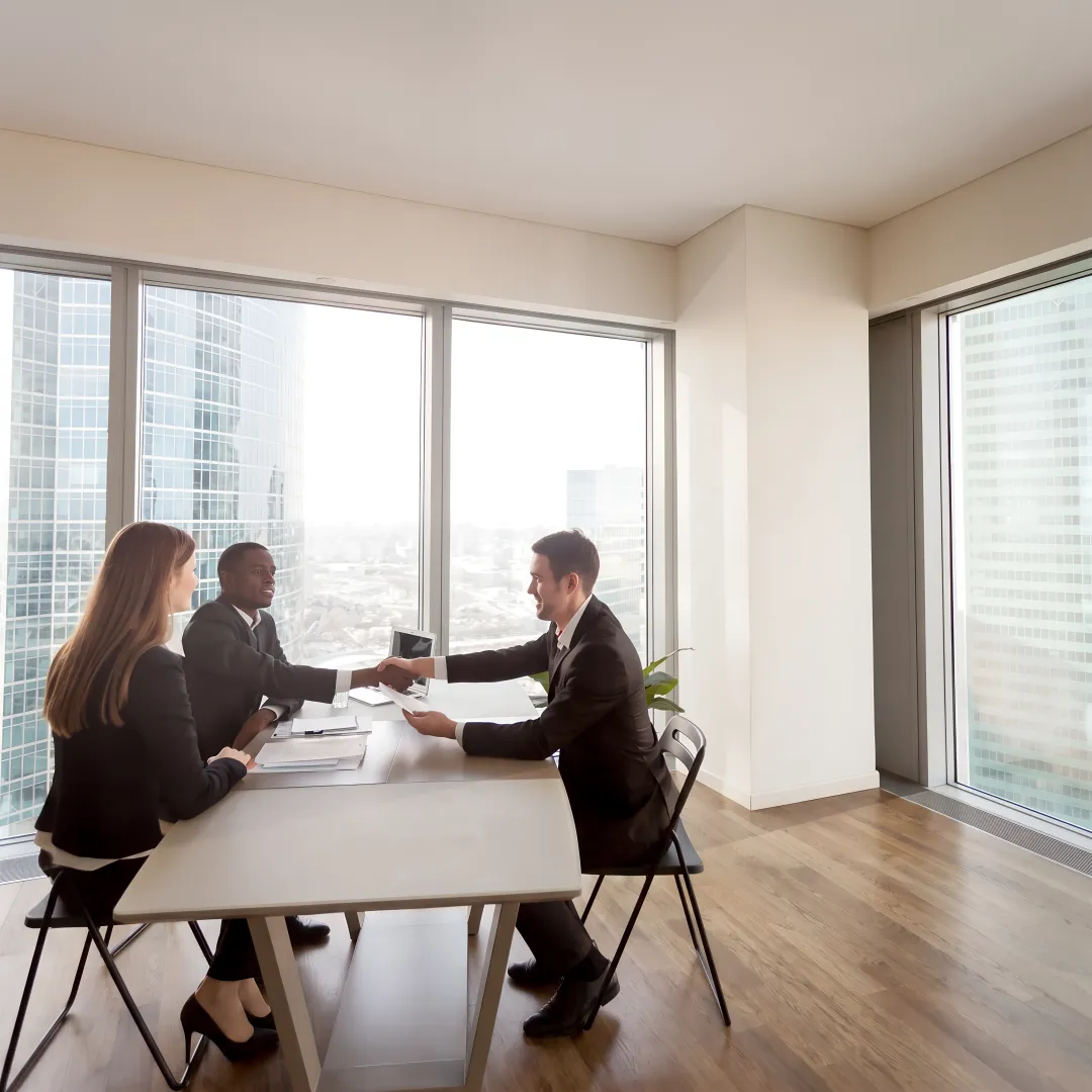 HR consultant meeting with business leaders