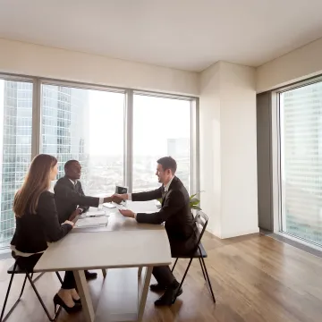 HR consultant meeting with business leaders