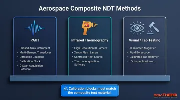 Three aerospace composite NDT methods comparison chart tools and key requirements