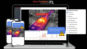MoviTHERM iTL thermal monitoring dashboard displaying conveyor belt heat alerts and temperature alarms