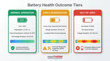 Three-tier EV battery health result interpretation chart normal degradation out-of-spec