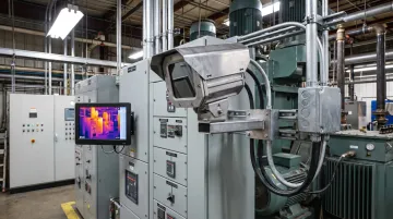 Fixed thermal camera system mounted for continuous 24/7 industrial equipment monitoring