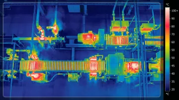 Fixed thermal camera mounted on manufacturing production line for continuous process monitoring