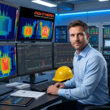Engineer reviewing transformer thermal data