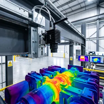High-resolution thermal camera monitoring industrial equipment