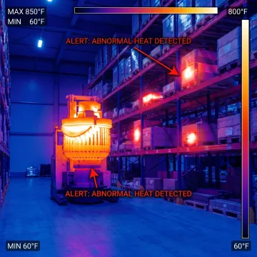 Thermal imaging system detecting heat anomalies in industrial facility