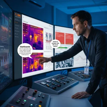 Engineer reviewing thermal asset monitoring data